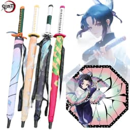 Long Demon Slayer Katana Umbrella UV Blocking Parasol Kochou Anime Kimetsu No Yaiba Shinobu Samurai Sword Umbrellas Raincoa Gift