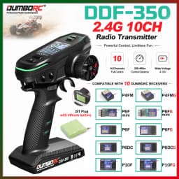 DUMBORC DDF-350 Transmitter 2.4G 10CH Digital Radio Remote Control with Gyro Receiver P6F for RC Car Boat Tank LCD FHSS System