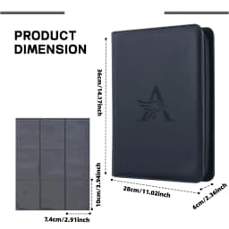 9 Pocket Premium Zip Trading Card Binder, 720 Double Sided Pocket PU Collection Binder, Card Folder for MTG, TCG, Sports Cards