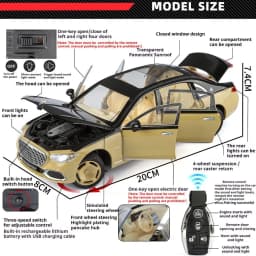 1:24 Alpha S680 Miniature Model Toy Diecast Alloy Car Sound Light Pull Back Automatic Door Front Wheel Steering Kid Collectibles