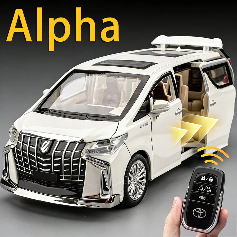 1:24 Alpha S680 Miniature Model Toy Diecast Alloy Car Sound Light Pull Back Automatic Door Front Wheel Steering Kid Collectibles
