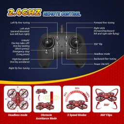 Mini Spider Drone 3-Speed Modes Red, Obstacle Avoidance, Headless Mode, Beginner Flight Training, Kids Gift Toy