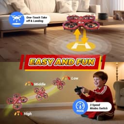 Mini Spider Drone 3-Speed Modes Red, Obstacle Avoidance, Headless Mode, Beginner Flight Training, Kids Gift Toy