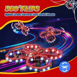 Mini Spider Drone 3-Speed Modes Red, Obstacle Avoidance, Headless Mode, Beginner Flight Training, Kids Gift Toy