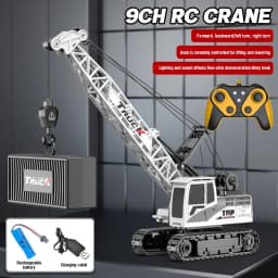 RC Crane Tractor 2.4G 15/13/11/9CH Children Electric Alloy Arm Remote Control Truck Engineering Vehicle Electric Spray Xmas Gift