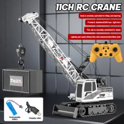 RC Crane Tractor 2.4G 15/13/11/9CH Children Electric Alloy Arm Remote Control Truck Engineering Vehicle Electric Spray Xmas Gift