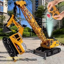 RC Crane Tractor 2.4G 15/13/11/9CH Children Electric Alloy Arm Remote Control Truck Engineering Vehicle Electric Spray Xmas Gift