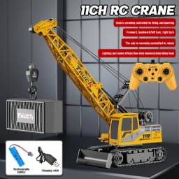 RC Crane Tractor 2.4G 15/13/11/9CH Children Electric Alloy Arm Remote Control Truck Engineering Vehicle Electric Spray Xmas Gift