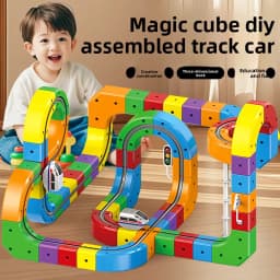 Children DIY Building Blocks Educational Toy Magnetic Rail Car Cube Toys Magical Track Train Construction Kids Christmas Gifts