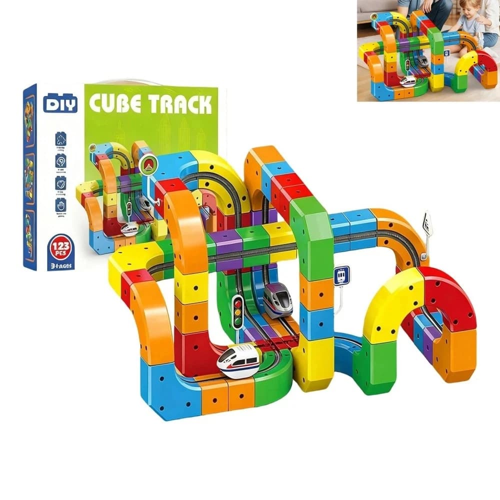 123Pcs Magic Stereo 3D Track Car Toy Flexible Rail Assembling Playset Educational Interactive Toy for Children Indoor Play Birthday Gift
