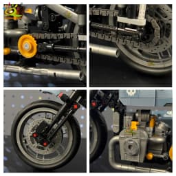 HUIQIBAO Vintage Sidecar Motorcycle Building Blocks Model Assembly Bricks Toy Retro Three Wheeled Motorbike Collectible For Kids