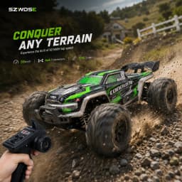 1:16 Scale Fast Remote Control Car, 50 KM/H High Speed 4WD with Powerful 390 Motor, Metal Anti-Vibration Shock Absorbers & IPX4 Waterproof, 2.4GHz Hobby Grade Monster Truck Buggy Ready to Run, Ideal All Terrain Off-Road Racing Gift for Adults & Kids