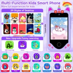 Smart Phone MP3 Player Camera Toys Digital Camera Kids Touchscreen Unicorn Baby Mobile Educational Toys for Girls Boys Age 3-8