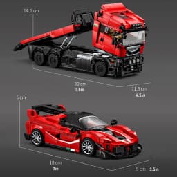 Heavy Transport Truck and Sports Car Building Block Model, High Difficulty for Adults, Birthday Gift, Christmas Gift