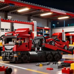Heavy Transport Truck and Sports Car Building Block Model, High Difficulty for Adults, Birthday Gift, Christmas Gift