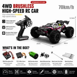 80km/h High Speed 4WD Off-Road RC Car, 1500mAh Battery 25 Min Runtime, All-Terrain Tires, 2.4GHz Remote Control Truck, Waterproof RTR Hobby Grade, for Adults Teens Camping Beach Outdoor Play