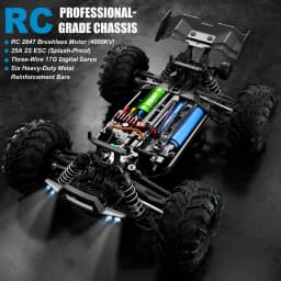 80km/h High Speed 4WD Off-Road RC Car, 1500mAh Battery 25 Min Runtime, All-Terrain Tires, 2.4GHz Remote Control Truck, Waterproof RTR Hobby Grade, for Adults Teens Camping Beach Outdoor Play
