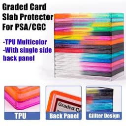 Multicolor Gillter Stackable Slab Case for PSA CGC 35PT Graded Card, TPU Slab Bumper Protector with Back Panel For PTCG Cards