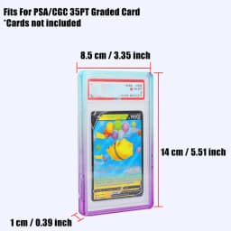 Multicolor Gillter Stackable Slab Case for PSA CGC 35PT Graded Card, TPU Slab Bumper Protector with Back Panel For PTCG Cards