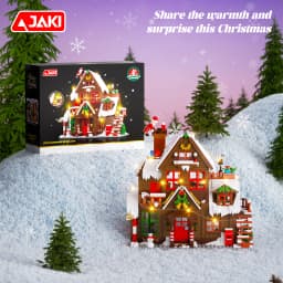 JAKI Christmas Wooden House Model Assembly Toy Home Creative Ornament Building Blocks Set Christmas Gift for Boys and Girls