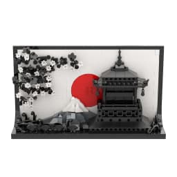 MOC Japanese Art 3D Paintings Bricks Model Japan City Street View 3D Sakura Art Photo Frame Building Blocks Assembly Toys Gifts