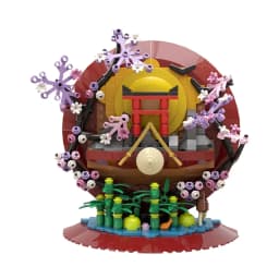 MOC Japanese Art 3D Paintings Bricks Model Japan City Street View 3D Sakura Art Photo Frame Building Blocks Assembly Toys Gifts