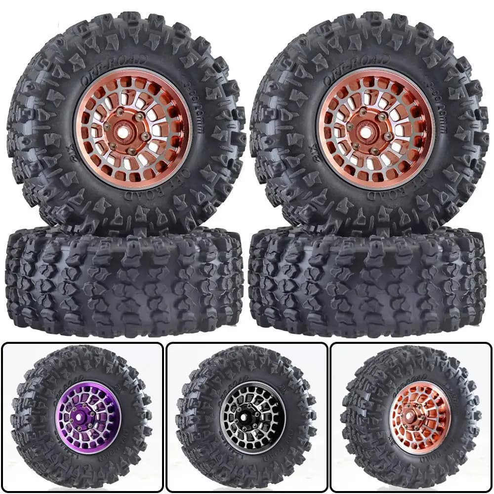 Aluminum Alloy 1.3 Inch Beadlock Wheel Rim Tire For 1/18 Traxxas Trx4m Trx4-m 1/24 Fms24 Axial Scx24 Rc Crawler Car Tire