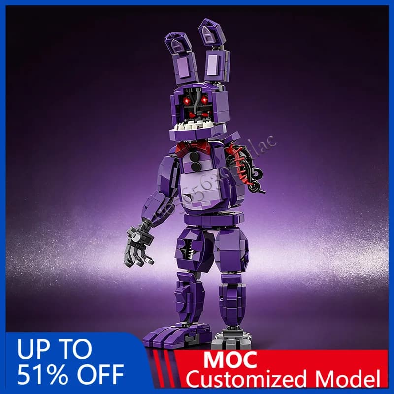 464 PCS Withered Bonnie Five Nights MOC Creative street view Model Custom Puzzles DIY Education Assembly Model Birthday Toy Gift