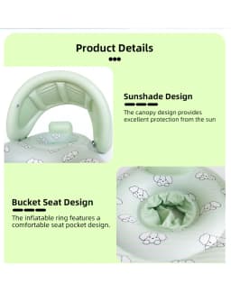 Baby Mother Swim Ring With Sun Canopy Double Seat Inflatable Float Ring Kids Parent-child Swimming Pool Float Seat