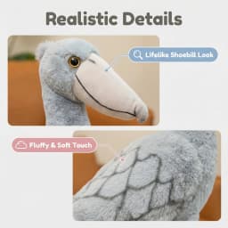Realistic Shoebill Stuffed Animal Plush Toy Lifelike Whale Headed Stork Bird Soft Cuddly Gift for Kids Adults Home Decor