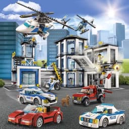 SWAT Police Station Military Building Blocks City Model Set Prison Car Policeman Boat Figures DIY Brick Toy for Kids Boys Gift