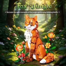 Creative MOC 1558pcs Jungle Fox Model Assembly Building Blocks Bricks Set DIY Cartoon Animal Fox Toys Gifts For Adult
