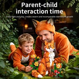 Creative MOC 1558pcs Jungle Fox Model Assembly Building Blocks Bricks Set DIY Cartoon Animal Fox Toys Gifts For Adult
