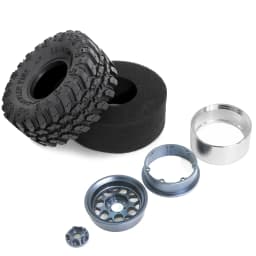 RC 2.2" Beadlock Wheels Tires Set 4PCS for 1/10 SCX10 TRX4 TRX6 VS4-10 D90 Gen7 Gen8 MST CFX RC Crawler Car,Aluminium Wheel Rims