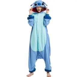 Stitch Onesies Kigurumi Animal Pajamas Unisex Adult Fleece Hooded Jumpsuits Sleepwear Anime Party Halloween Cosplay Costume