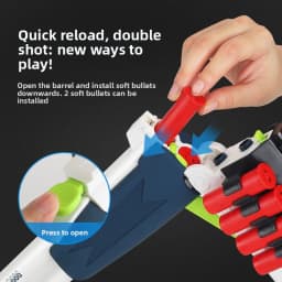 S686 Double Barrel Shotgun Shell Ejection Soft Bullet Gun with Red Dot Sight Tactical Foam Dart Blaster for Shooting Games