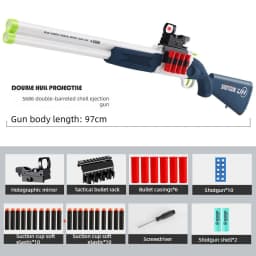 S686 Double Barrel Shotgun Shell Ejection Soft Bullet Gun with Red Dot Sight Tactical Foam Dart Blaster for Shooting Games