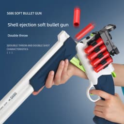 S686 Double Barrel Shotgun Shell Ejection Soft Bullet Gun with Red Dot Sight Tactical Foam Dart Blaster for Shooting Games