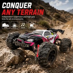 SZWDSE 1:16 Scale 4WD Off Road RC Car, Brushed 50KM/H & Brushless 80KM/H High Speed All Terrain Drift Buggy Truck, Remote Control Racing Toy with Dual Batteries for Kids Adults