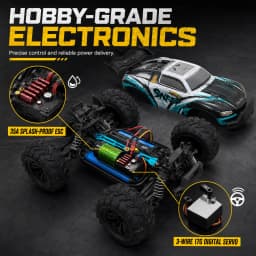 SZWDSE 1:16 Scale 4WD Off Road RC Car, Brushed 50KM/H & Brushless 80KM/H High Speed All Terrain Drift Buggy Truck, Remote Control Racing Toy with Dual Batteries for Kids Adults