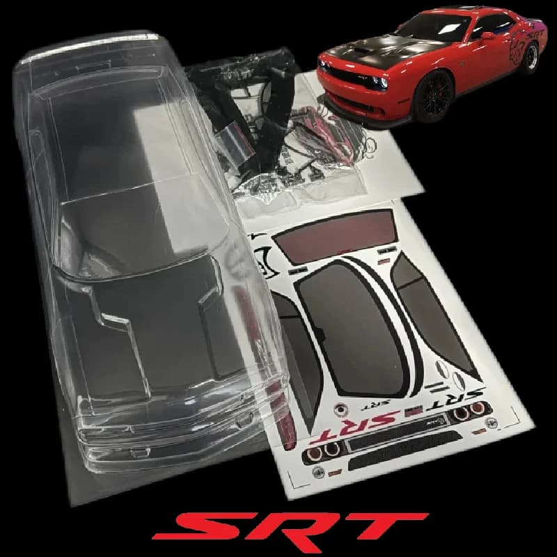 RC 1/10 PVC SRT Challenger Hellcat Body shell 190mm width 260mm wheelbase With Spoiler For 1/10 RC Drift MST HSP REVED YOKOMO