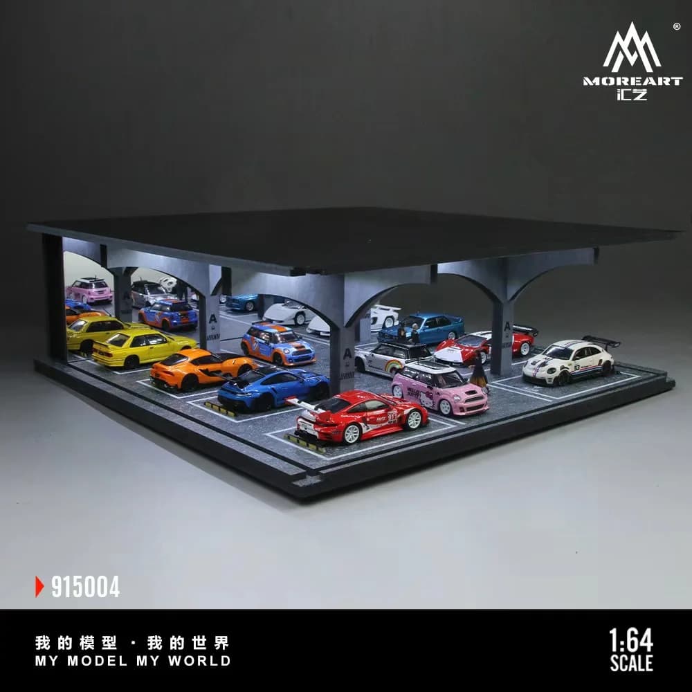 1/64 Model Underground Parking Garage Car Parking Space With Lights Simulated Decoration Scene (Figures and Cars Not Included)