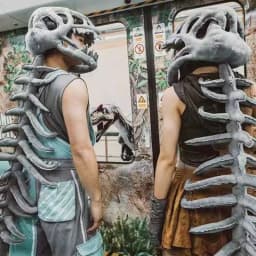 75/115CM Realistic Dinosaur Skeleton Costume Set Funny Headgear Cosply Dress up Clothing Plush Toys Creative Gifts