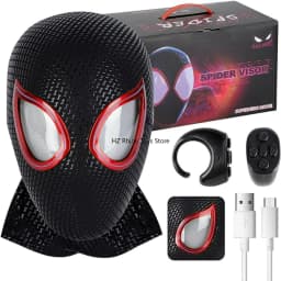 1:1 Miles Morales Mask with Movable Eyes Mascara Electric Gwen Spider Helmet Ring Control Halloween Cosplay Mask Toy Man Gift