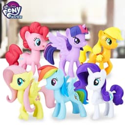 6pcs My Little Pony Anime Twilight Sparkle Pinkie Pie Figure Cute Cartoon Kawaii PVC Model Toy Doll Birthday Gift