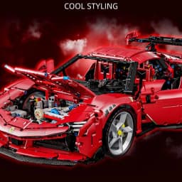 4260PCS 1:8 Scale SF90 Red Supercar Sports Car Building Blocks Set Technic Speed Racing Vehicles Model Kit with Engine Interior High-Tech Assembly Toys for Boys Kids and Adults Desk Decortion Collection Display Gifts