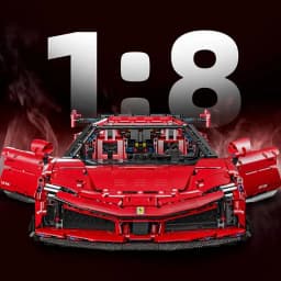 4260PCS 1:8 Scale SF90 Red Supercar Sports Car Building Blocks Set Technic Speed Racing Vehicles Model Kit with Engine Interior High-Tech Assembly Toys for Boys Kids and Adults Desk Decortion Collection Display Gifts
