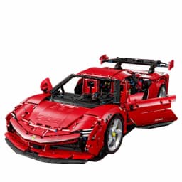4260PCS 1:8 Scale SF90 Red Supercar Sports Car Building Blocks Set Technic Speed Racing Vehicles Model Kit with Engine Interior High-Tech Assembly Toys for Boys Kids and Adults Desk Decortion Collection Display Gifts