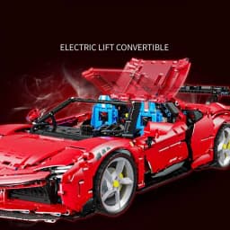 4260PCS 1:8 Scale SF90 Red Supercar Sports Car Building Blocks Set Technic Speed Racing Vehicles Model Kit with Engine Interior High-Tech Assembly Toys for Boys Kids and Adults Desk Decortion Collection Display Gifts