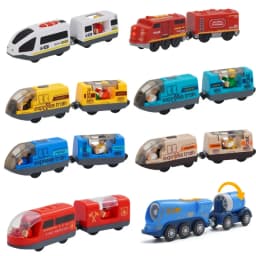 Battery Operated Locomotive Electric Train Set Diecast Magnetic Locomotive Slot Toy Fit For Wooden Rail Track Toys Wooden Train